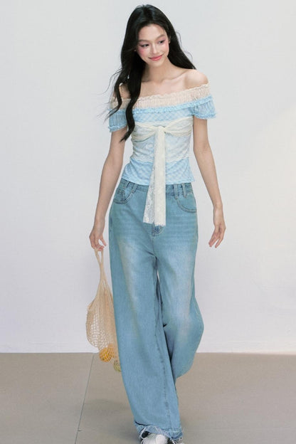 Plaid One-Shoulder Top