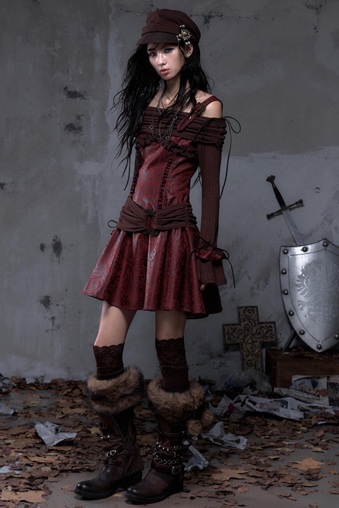 Retro Punk Patchwork Knit Dress