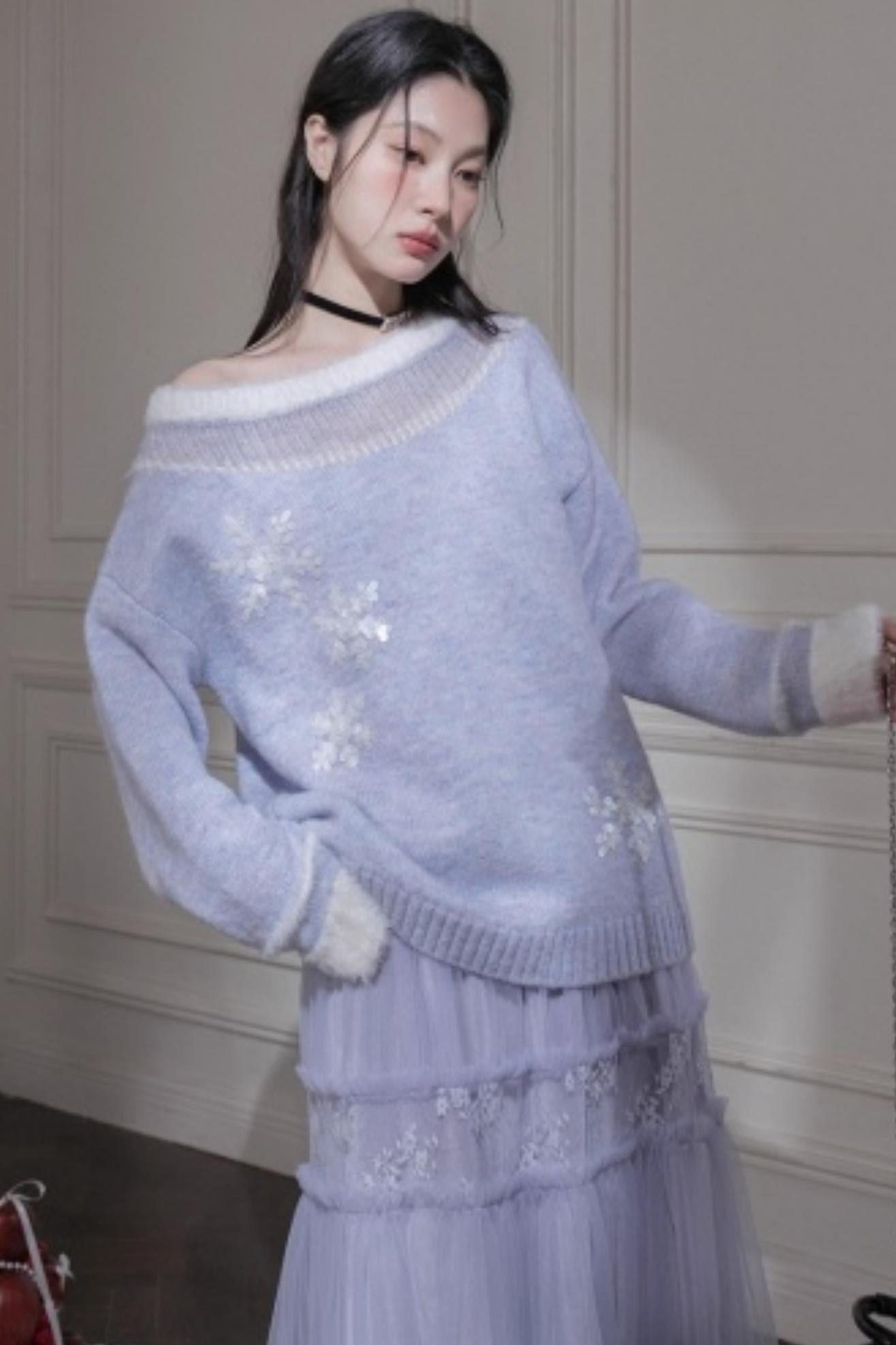 Snowflake Sequin Pullover Sweater