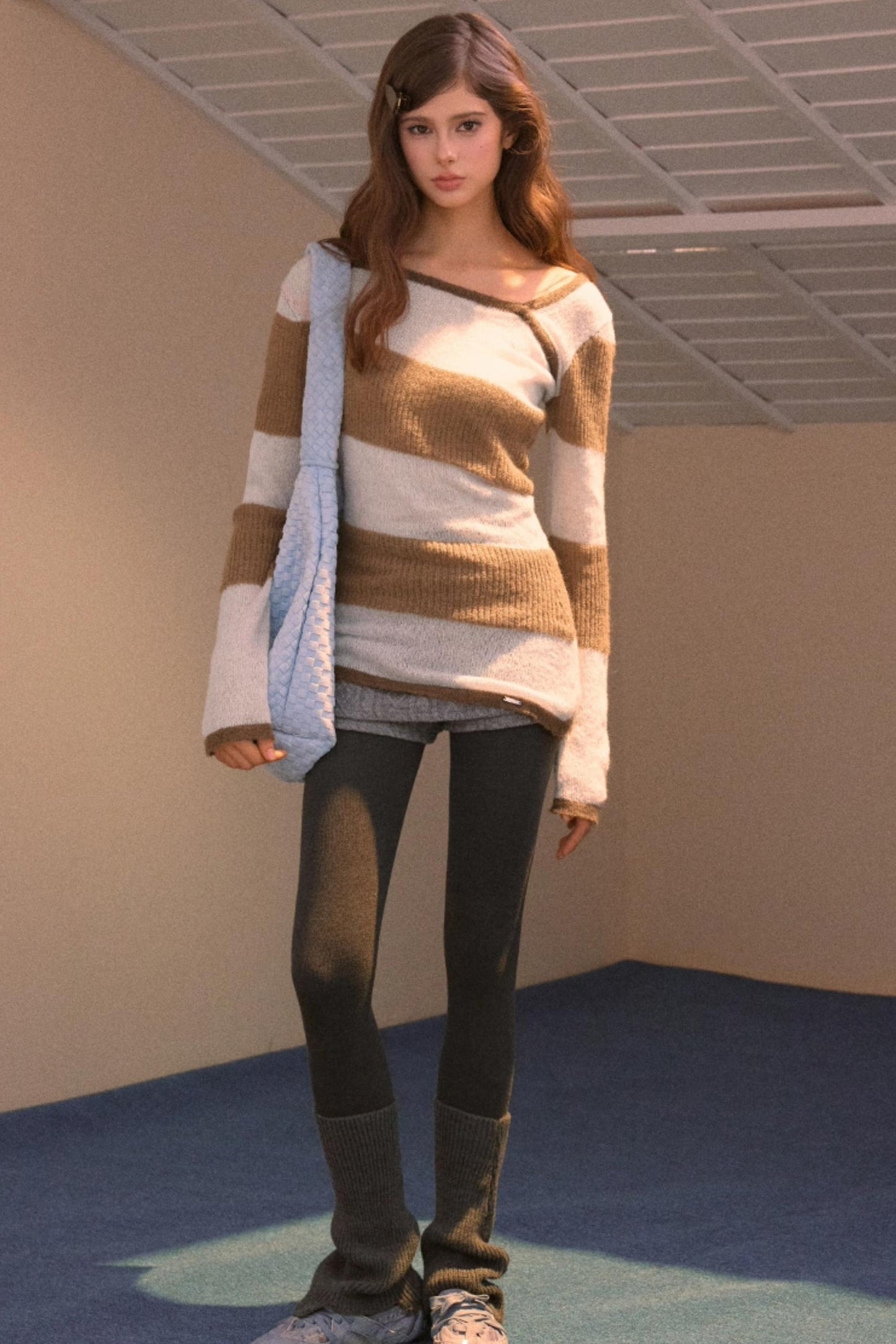 Color-Block Asymmetrical Knit Sweater