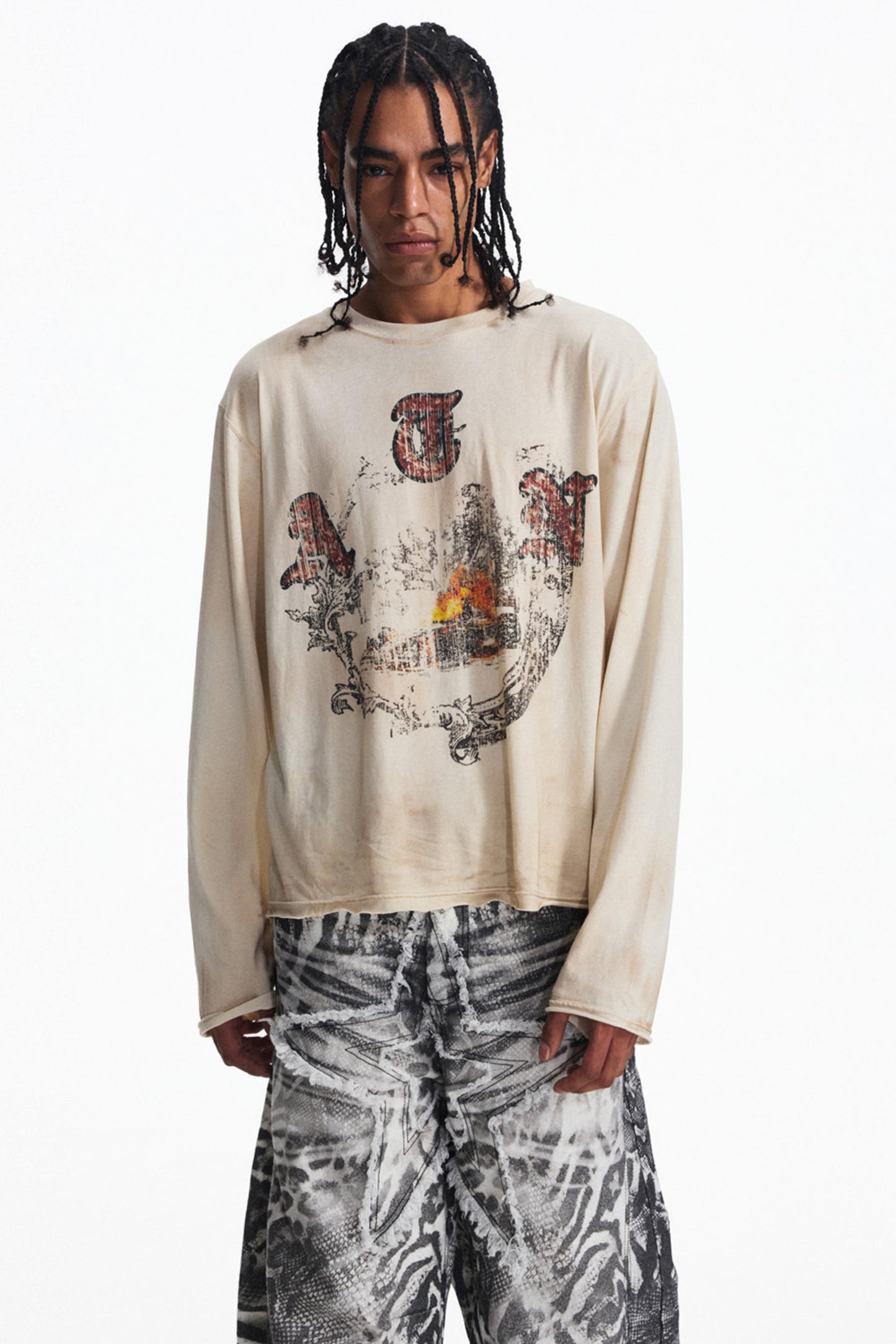 Vintage Distressed Long Sleeve T-Shirt