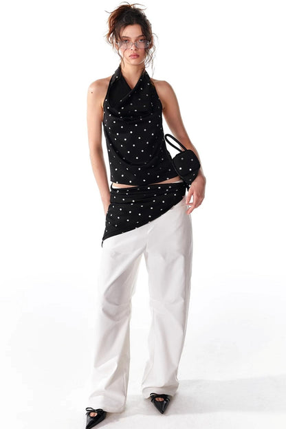 Silver Polka Dot Silk Scarf