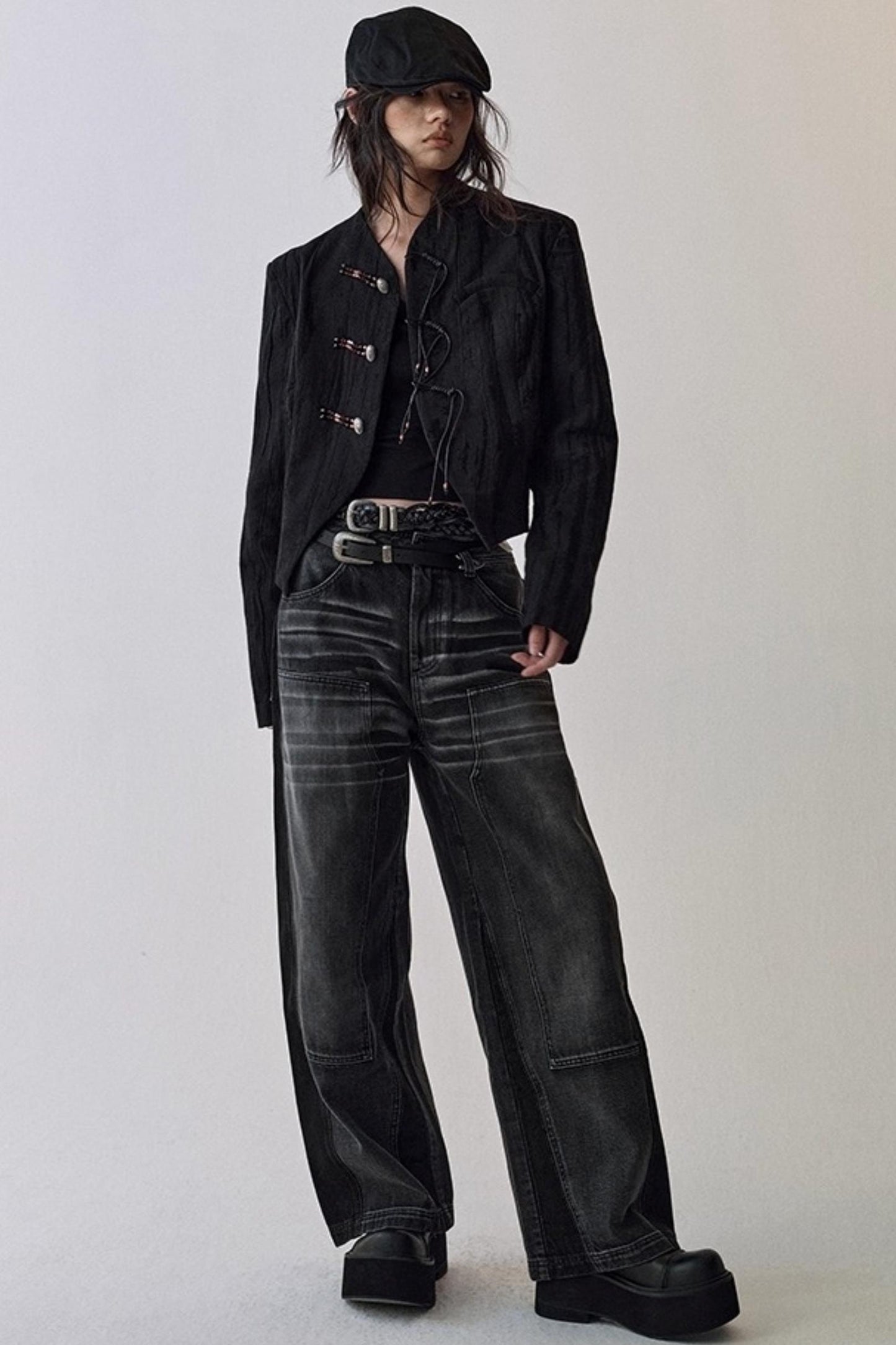 Gray Cat Whiskers Washed Jeans