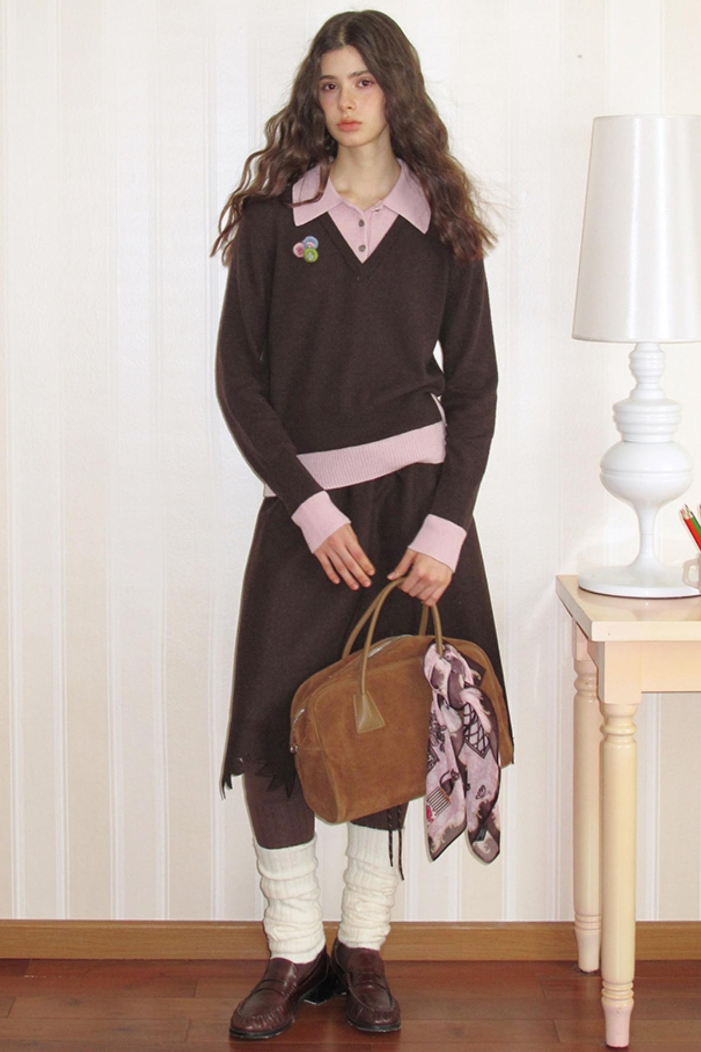 Sakura Brown Woollen Doubleside Sweater