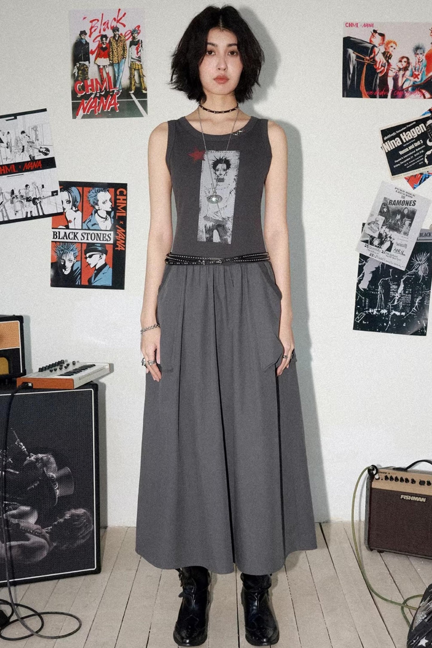 Kleid mit Charakterdruck und Patchwork