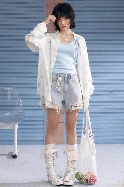 Light Blue Denim Shorts