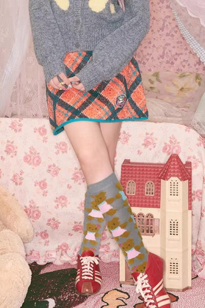 Bear Plush Knitted Socks