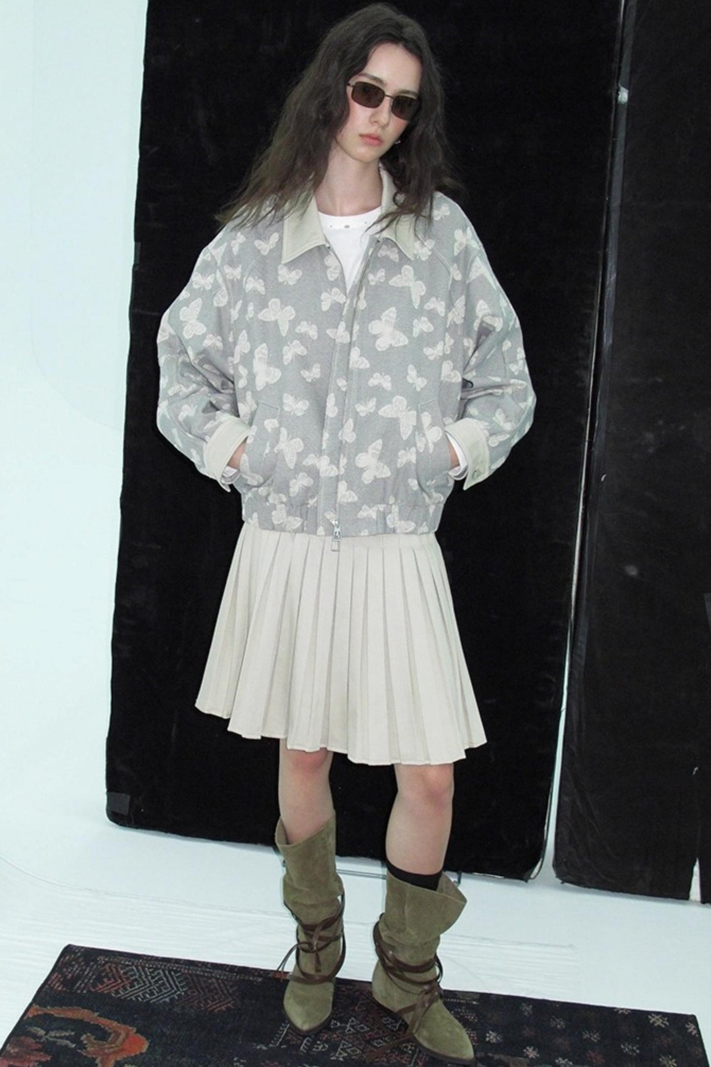 Jacquard Denim Baseball Jacket