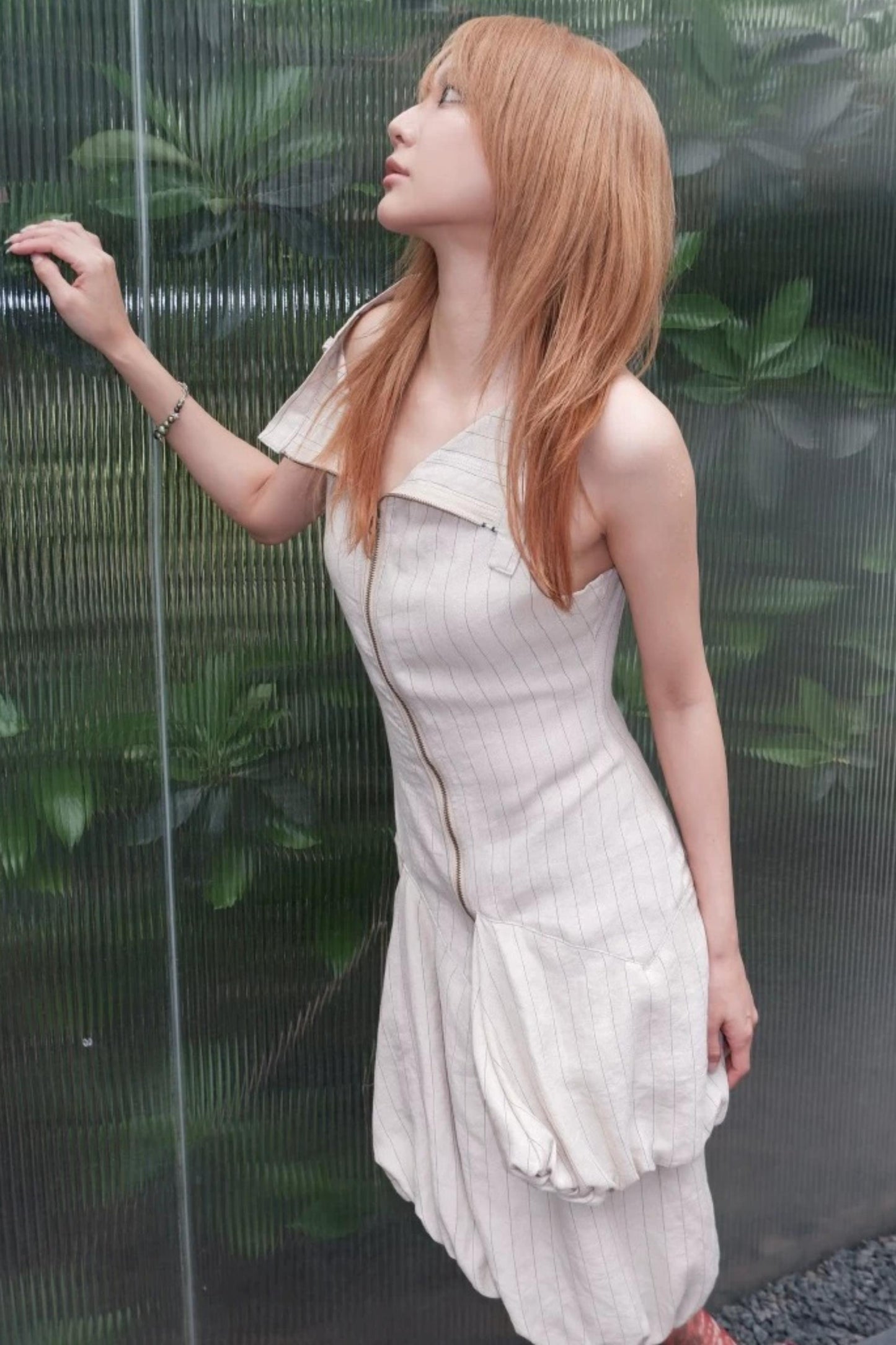 Striped Asymmetrical Deconstructed Dress