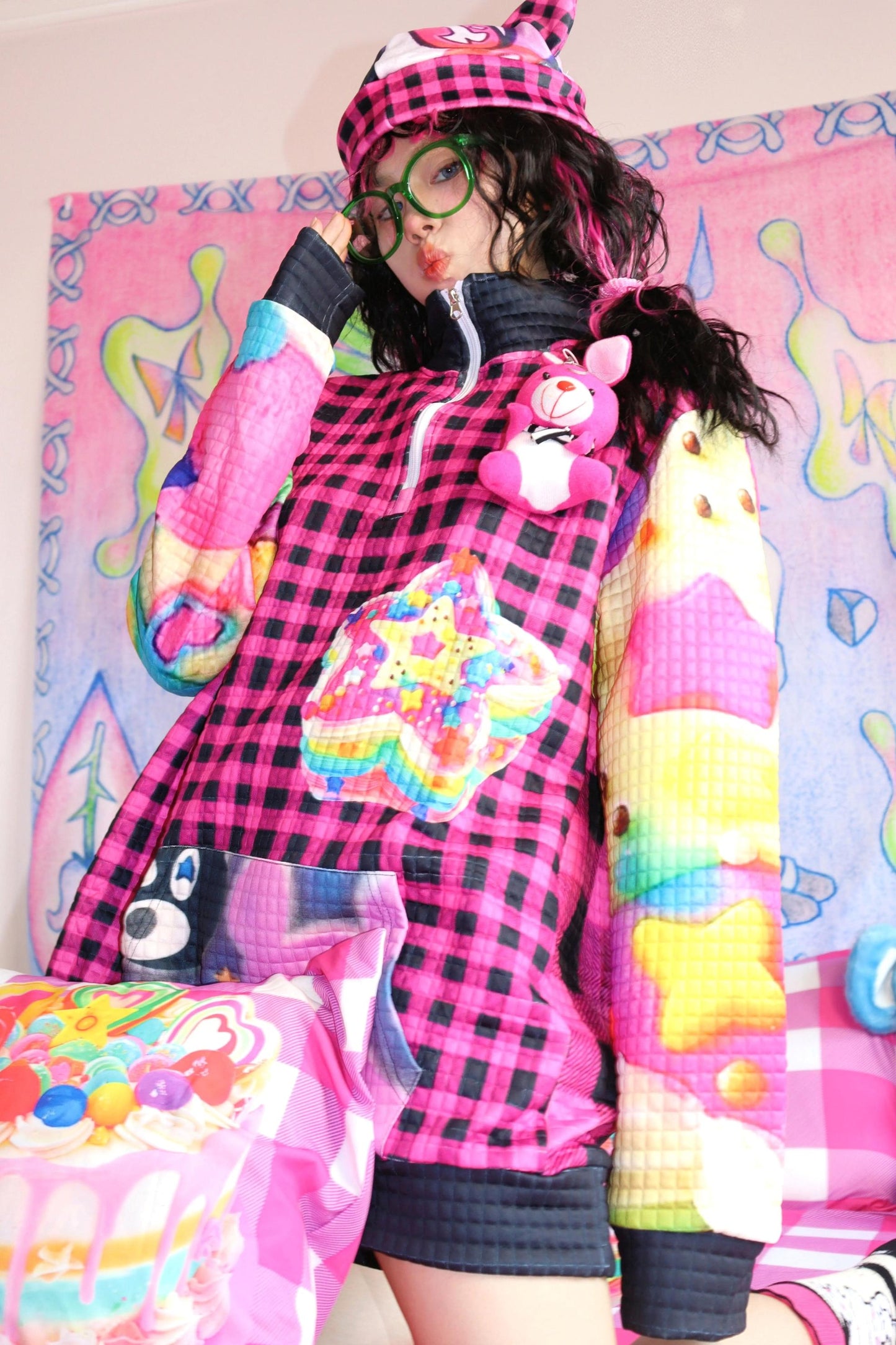 Leerroo Punk Print Cat Ear Hat