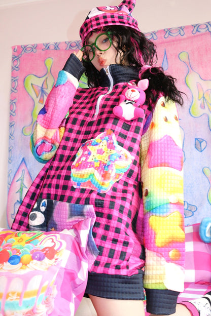 Leerroo Punk Print Cat Ear Hat