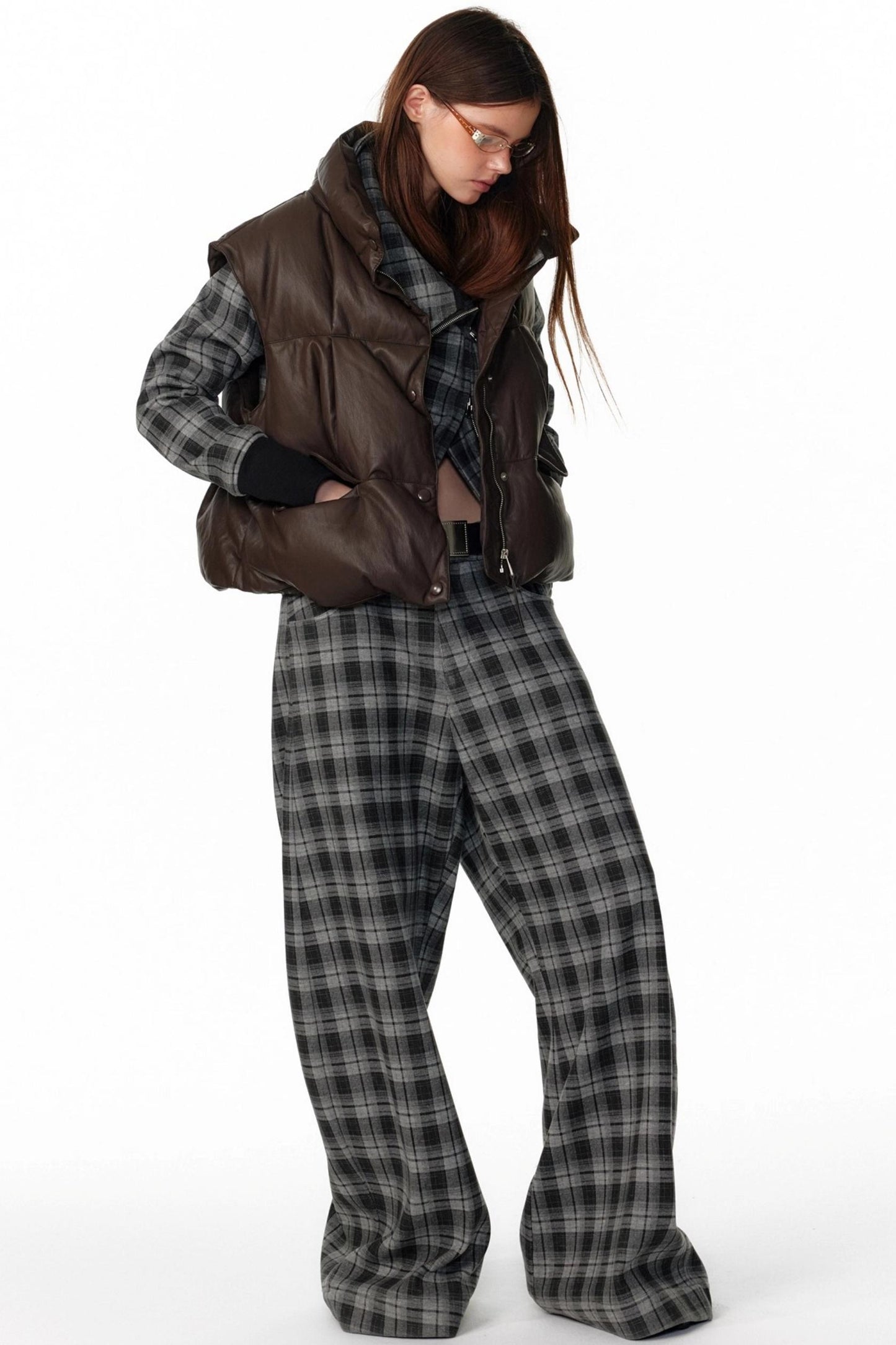 Vintage Plaid Lapel Sweatshirt Jacket