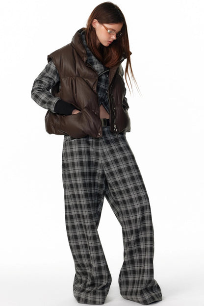 Vintage Plaid Lapel Sweatshirt Jacket