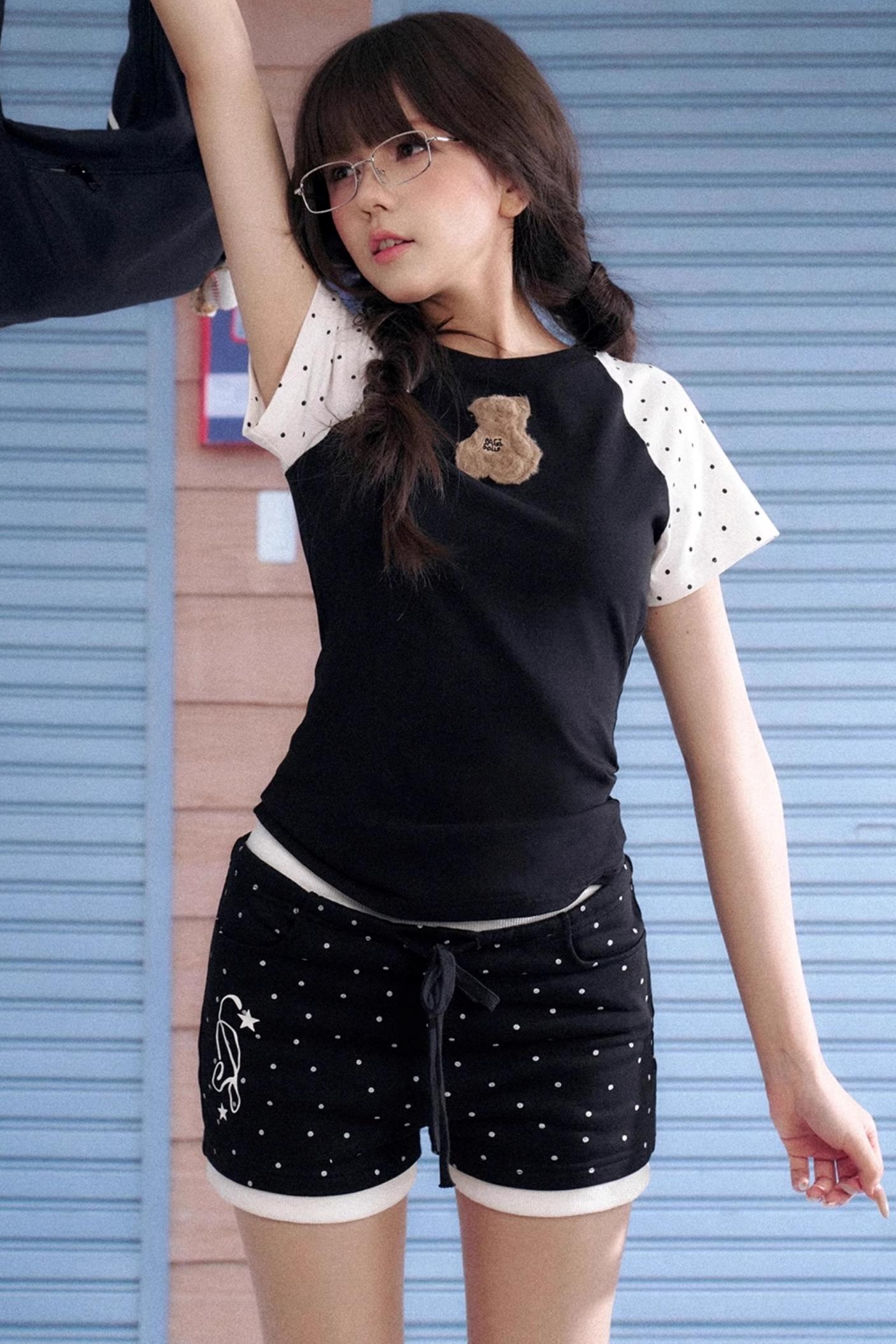 Playful Polka Dot Peplum Shorts