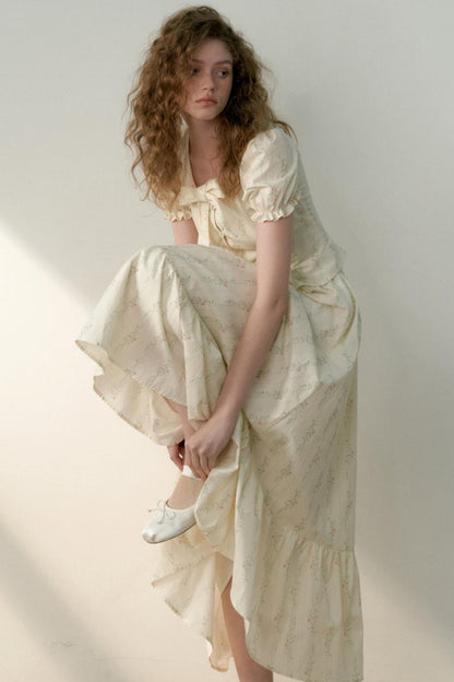 Floral Tie Bubble Sleeve Set-Up