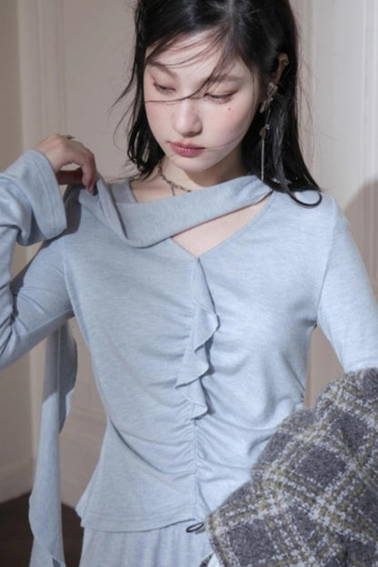 Milk Blue Wool Ribbon Knit Set