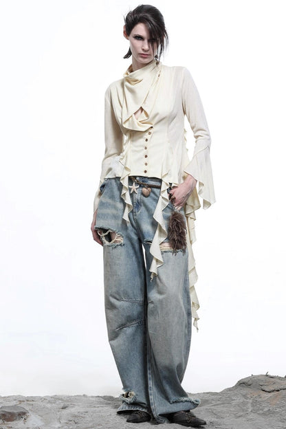 Lyocell Ruffled Cardigan