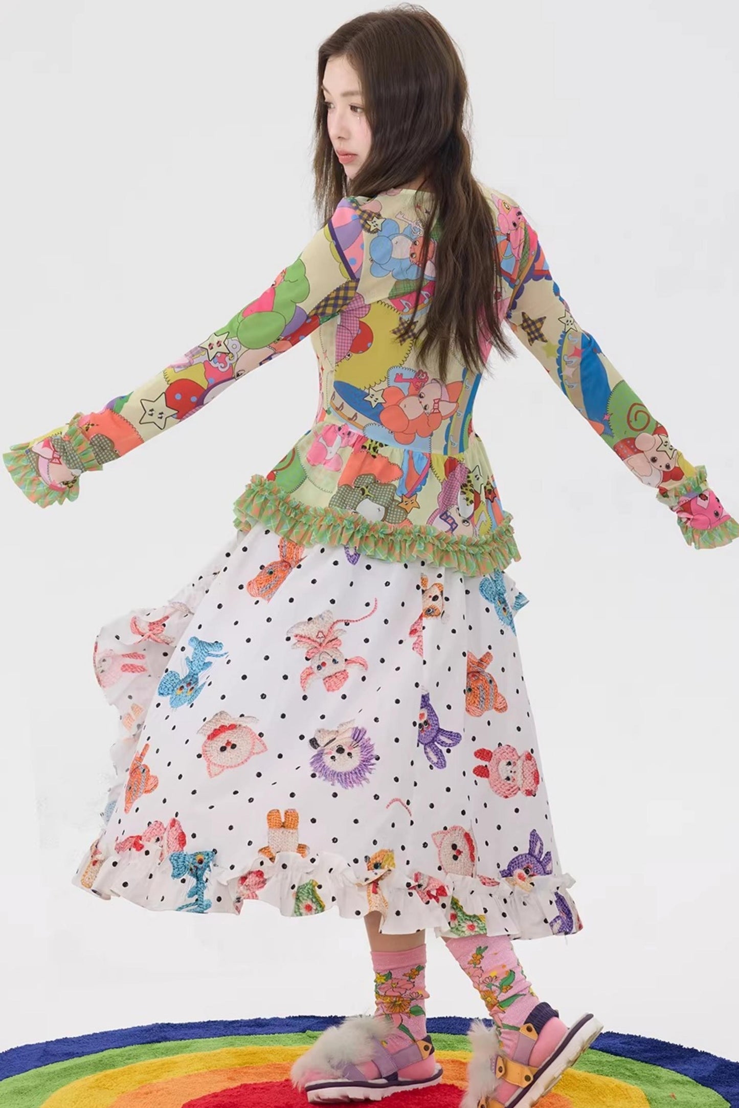 Two-Tone Lace Trim Top