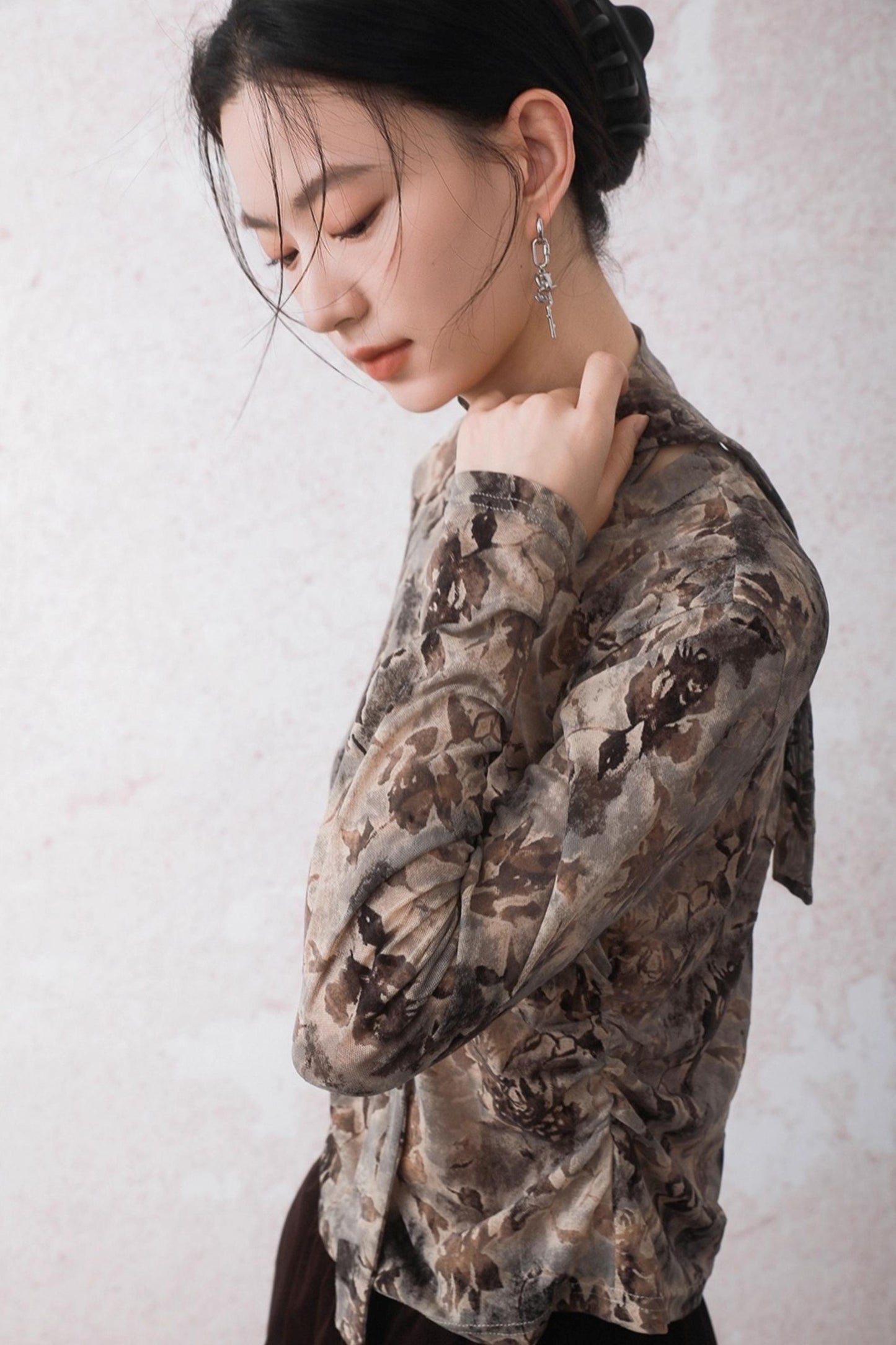 Smoke Brown Floral T-Shirt