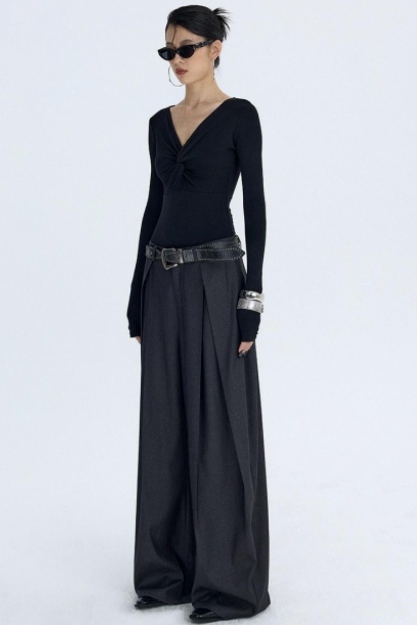 Pleated Dark Gray Scimitar Pants