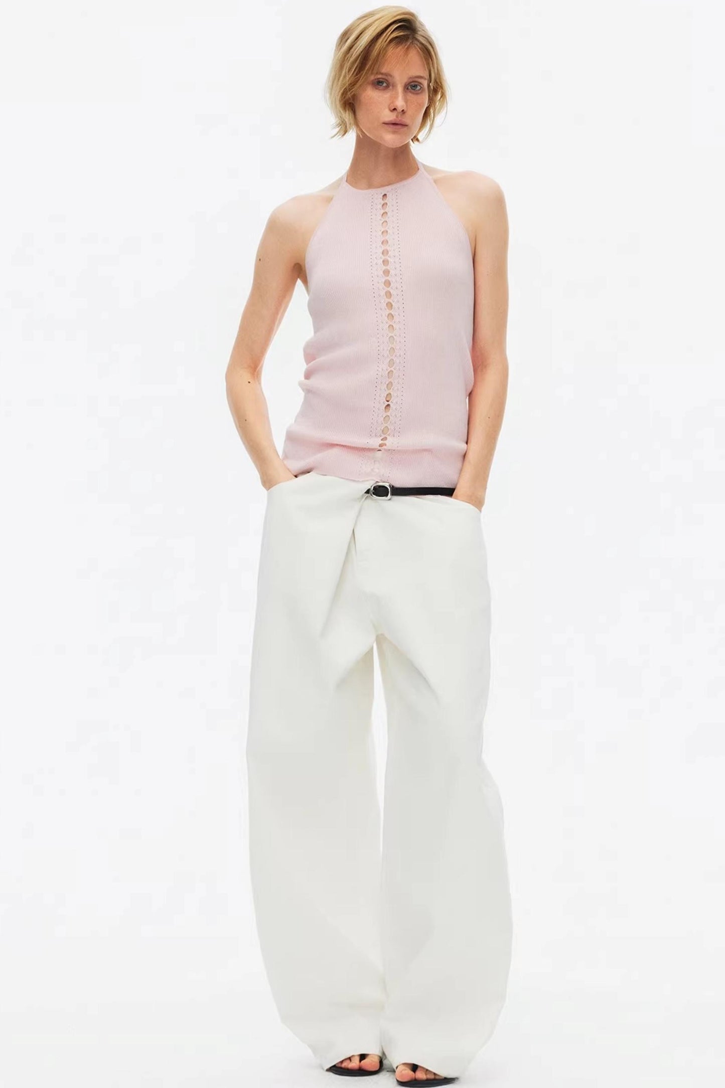 Lyocell Color-Blocked Strick-Oberteil