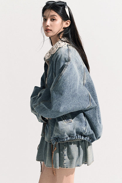 Vintage Crochet Denim Jacket Set-Up