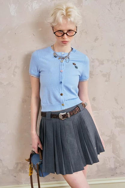 Lace-Up Collar Sweater Set-Up