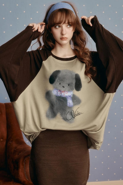 Contrasting Raglan Sleeve Top