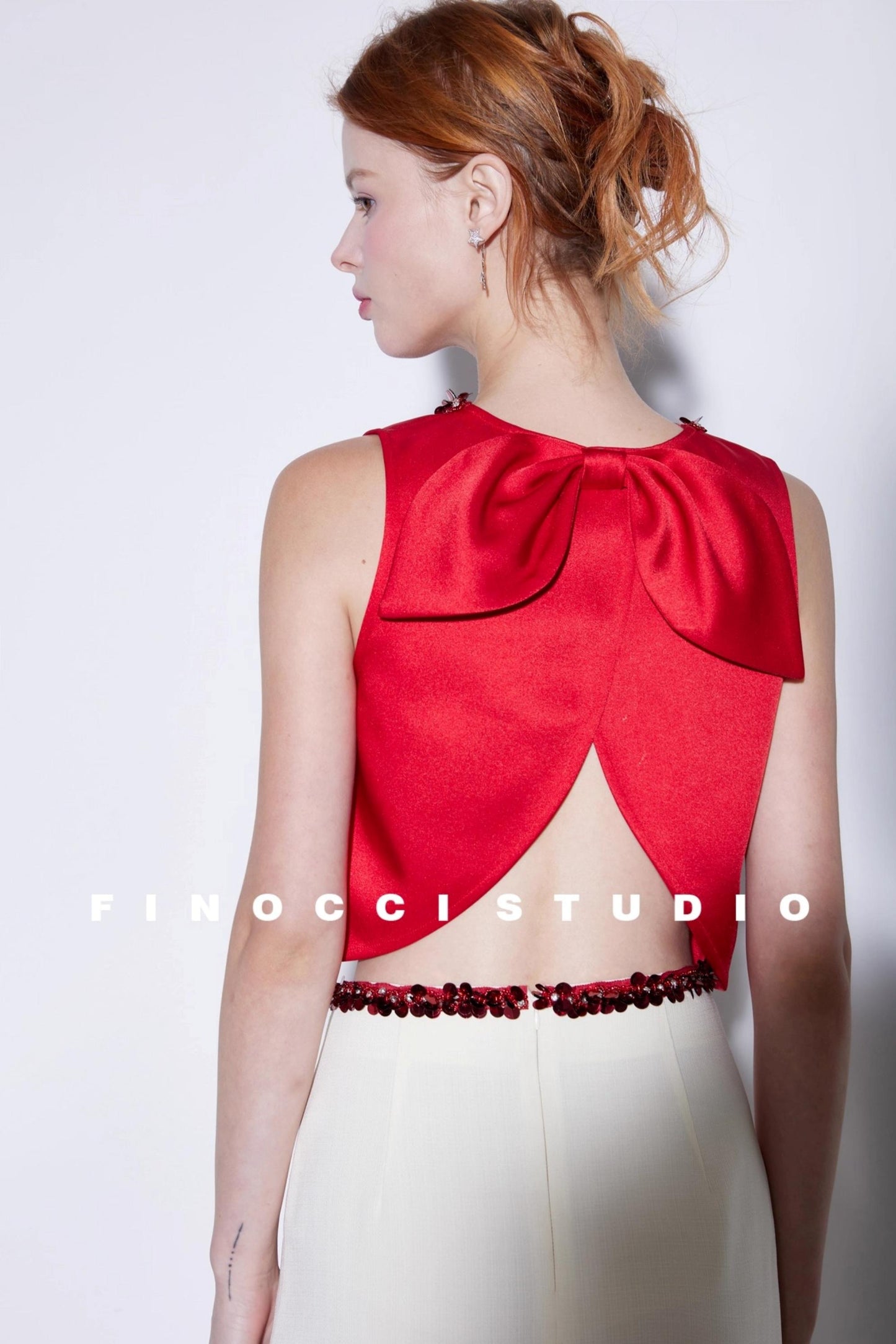 Red Satin Bow Top