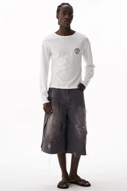 Double-Layer Distressed Shorts