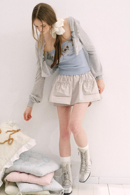 Yellow-Blue Diamond Hooded Cardigan Set-Up