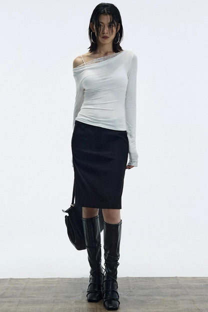 Minimalist Straight Suit Skirt