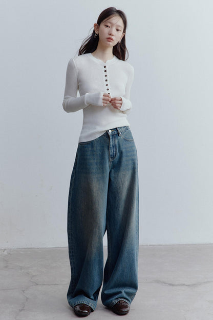 Restless Blue Wide-leg Denim Jeans