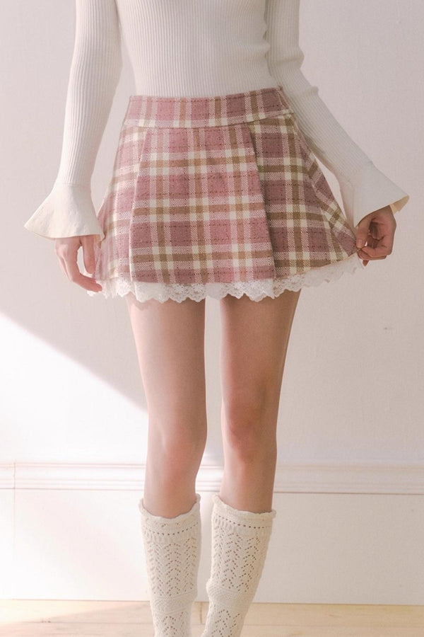 Vintage Plaid Lace Skirt Set-Up