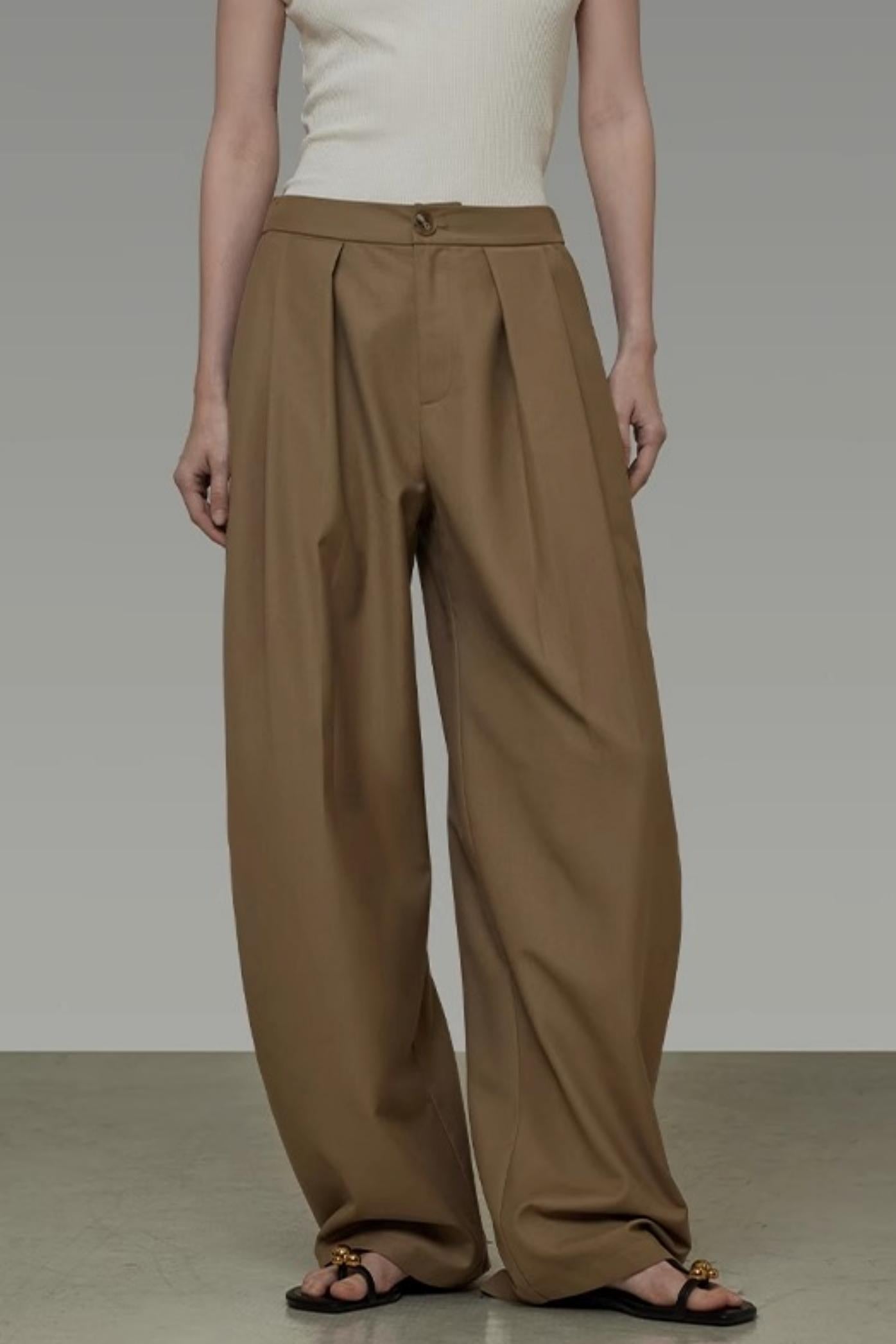 Draped Wide-Leg Pants