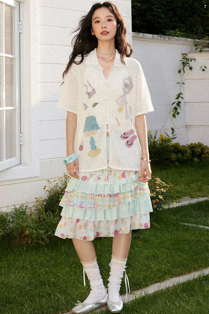 Off-White Woolen Striped Blouse