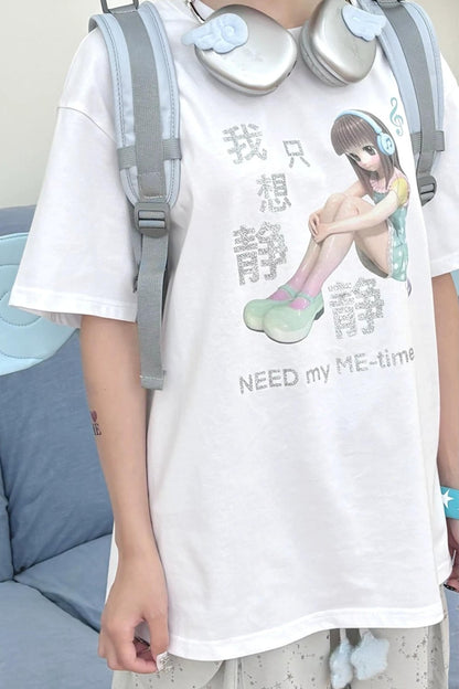 Weißes T-Shirt mit Glitzer-Schrift