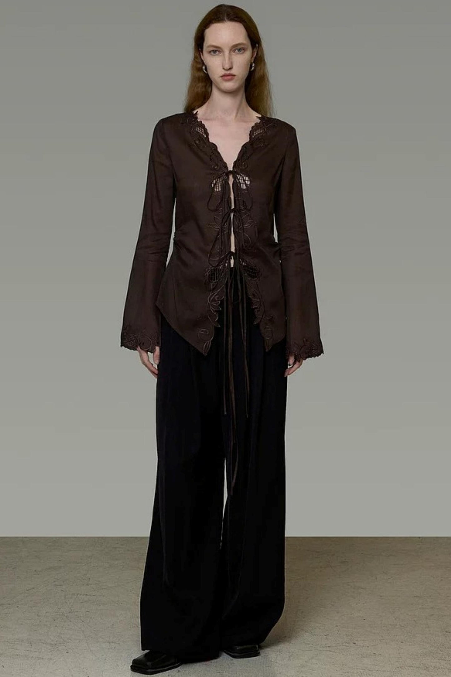 Embroidered Sun Protection Blouse Set-Up