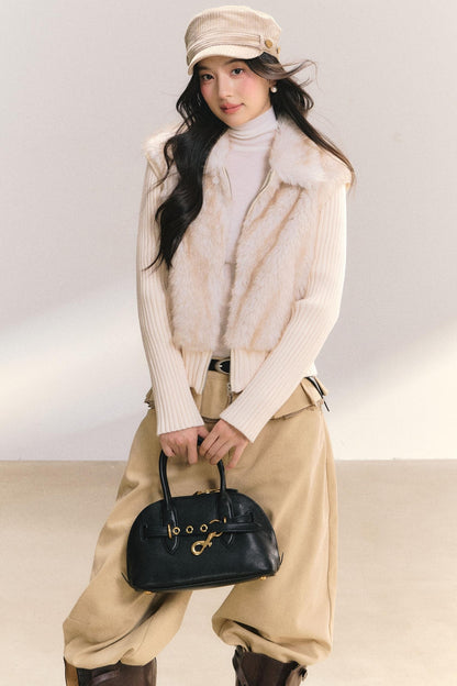 Eco-Friendly Faux Fur Knit Jacket