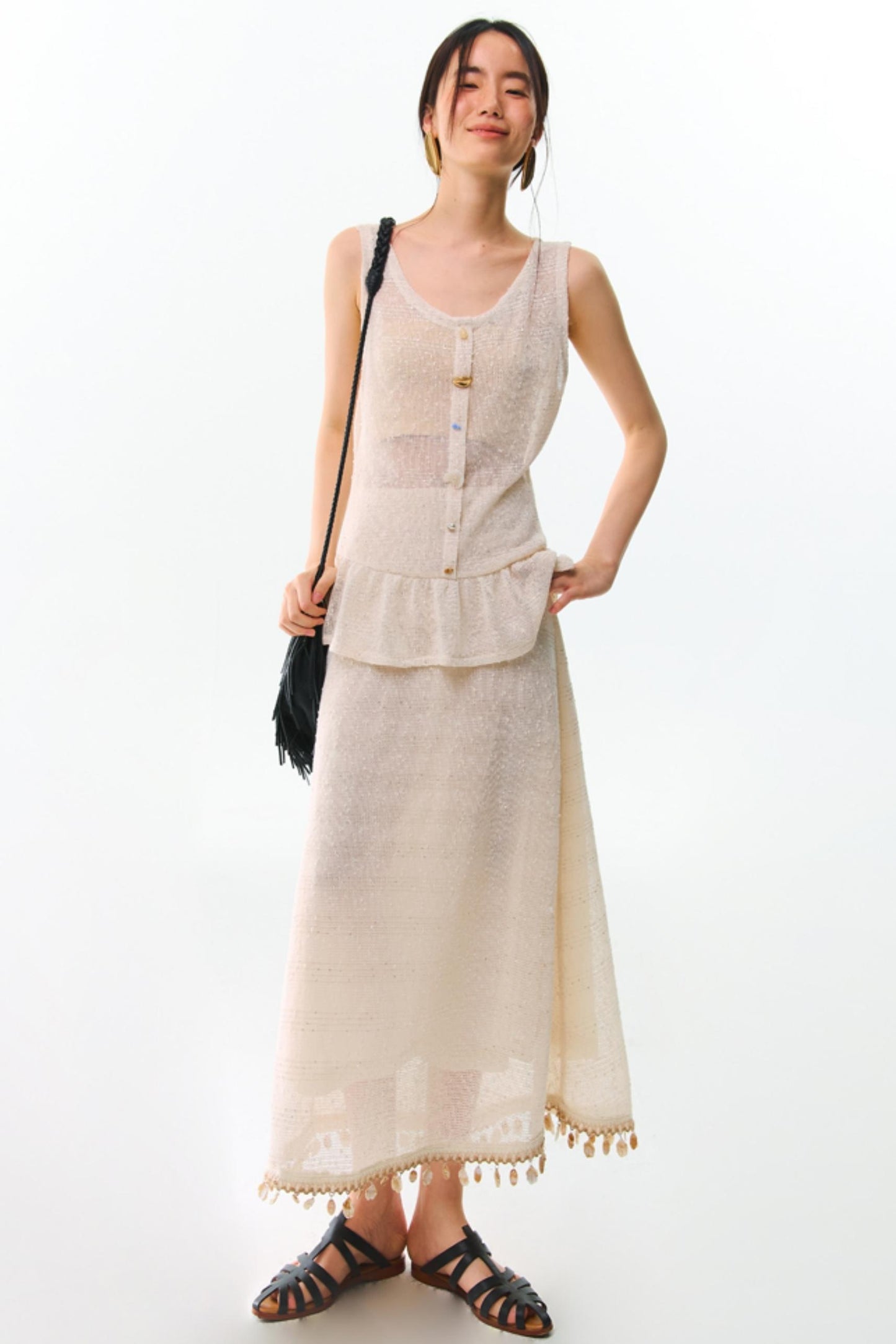 Shards Sequin Ruffled Top