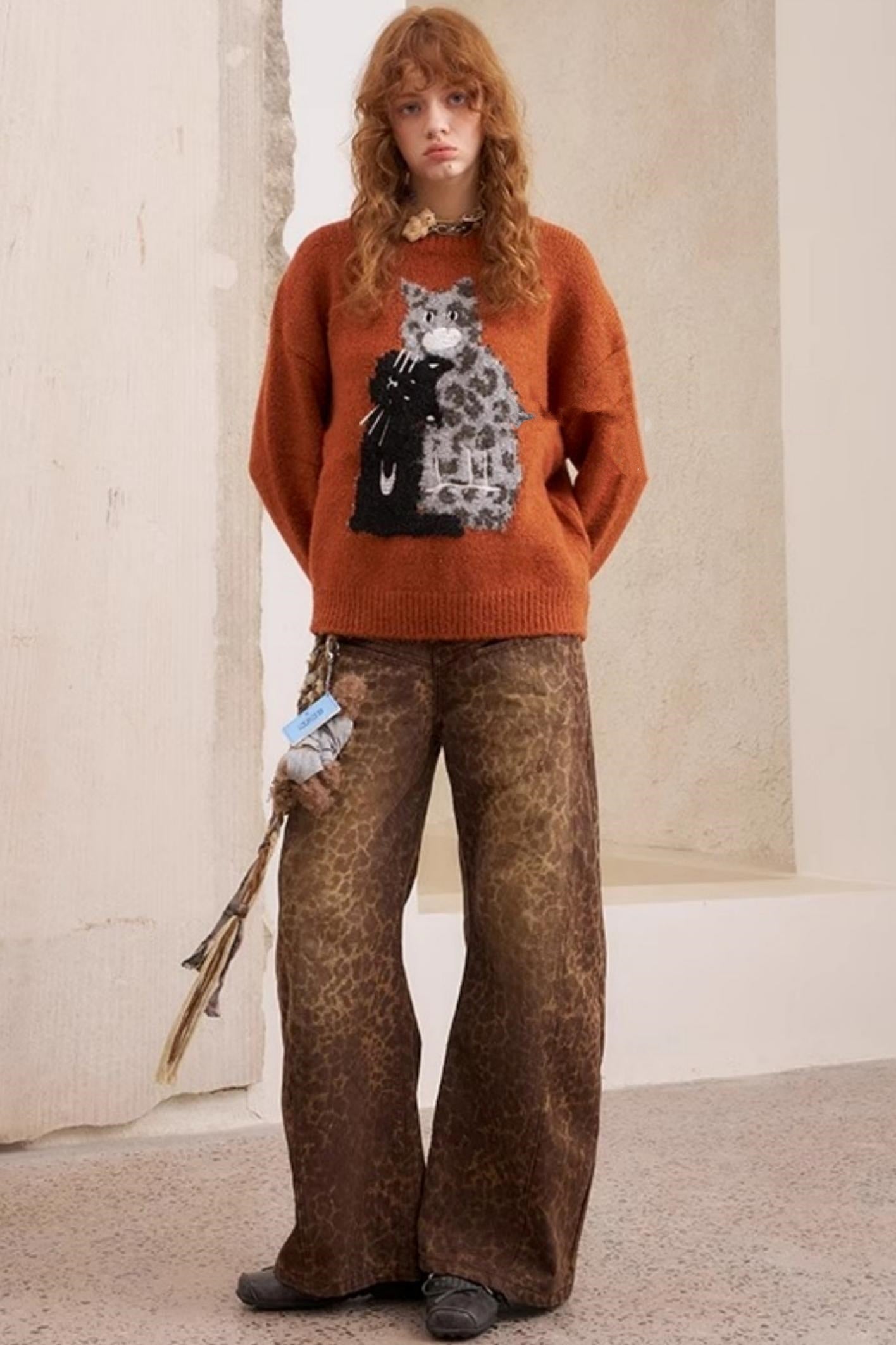 Leopard Print Straight Loose Pants