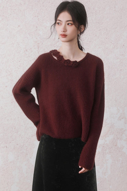 Elegant Red Knit Pullover