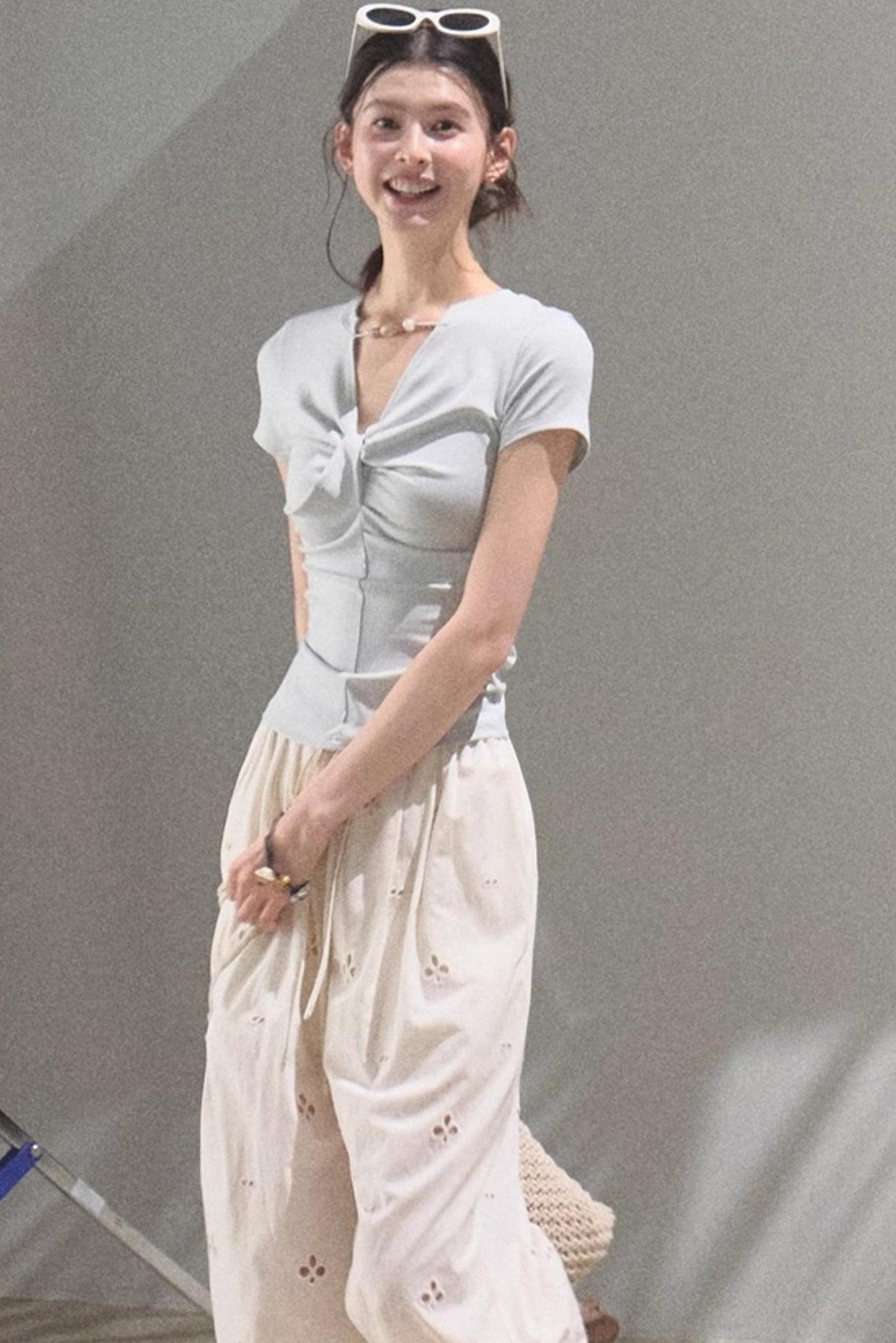 V-Neck Beaded T-Shirt