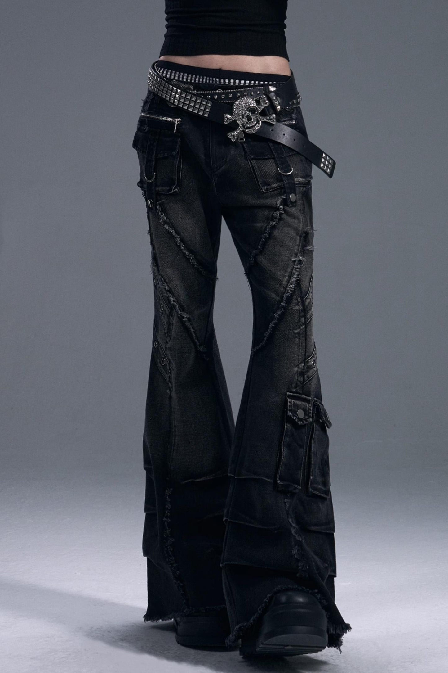 Casual Distressed Punk Bootcut Jeans