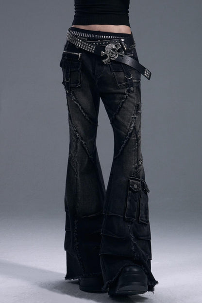 Casual Distressed Punk Bootcut Jeans