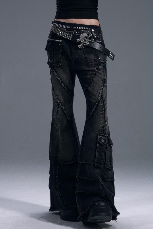 Casual Distressed Punk Bootcut Jeans