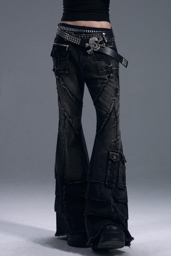 Casual Distressed Punk Bootcut Jeans