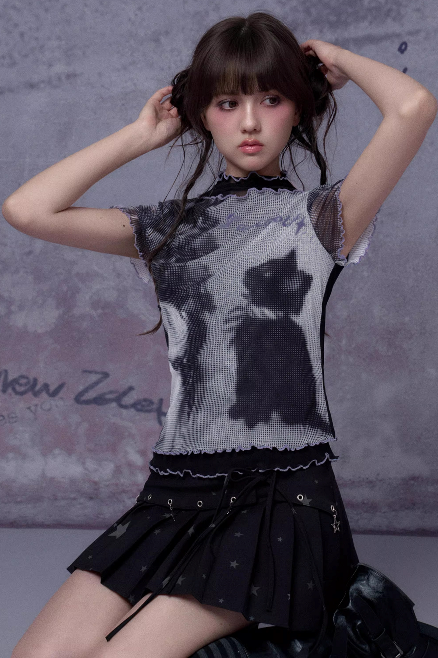 Retro Double-Layer Mesh Top