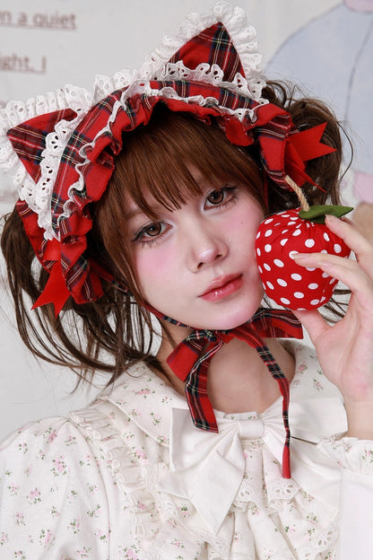 Christmas Plaid Cat Ear Headband