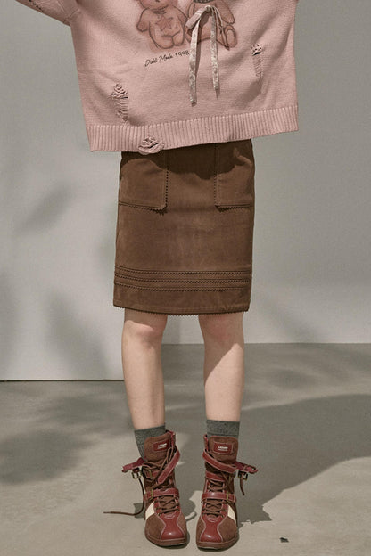 Winter Straight Leather Skirt